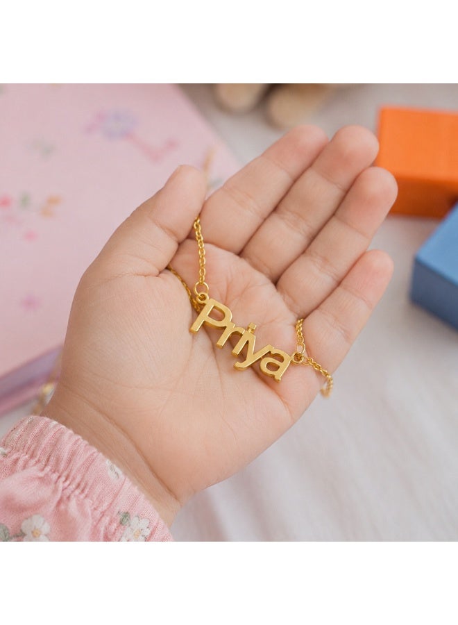 NENOUSH Kids Name Necklace | Balloon Font Letter Pendant Chain 35cm | Gold Tone Jewelry | Birthday Party Gift for Girls | Daily Wear Fashion Jewelry for Special Occasions - Image 3