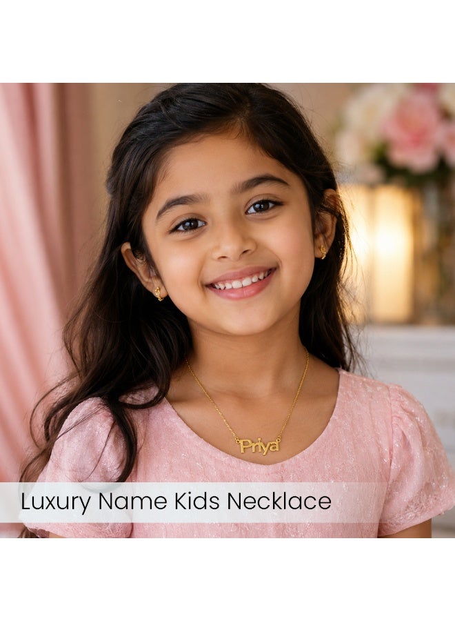 NENOUSH Kids Name Necklace | Balloon Font Letter Pendant Chain 35cm | Gold Tone Jewelry | Birthday Party Gift for Girls | Daily Wear Fashion Jewelry for Special Occasions - Image 2