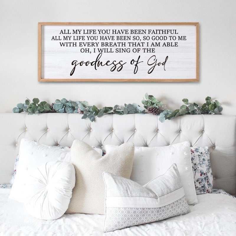 Cpcdaosk Goodness of God Framed Wall Art, 40''Ã—15'' Positive Religious Natural Bible Verse for Christian God Jesus Christ Prayer, Vintage Rustic Long Holy Catholic Scripture Decor - Image 1