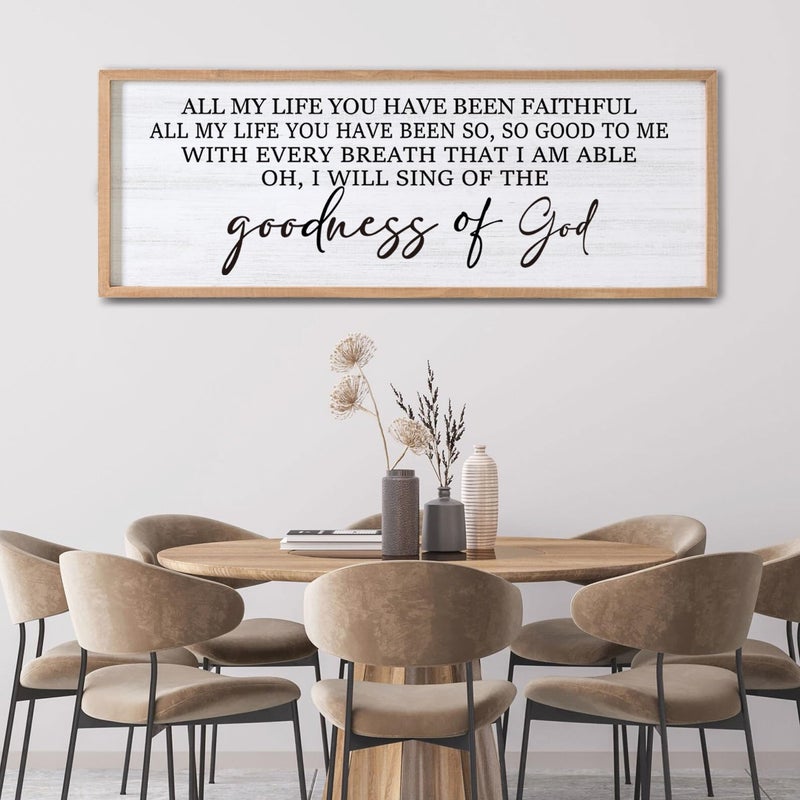 Cpcdaosk Goodness of God Framed Wall Art, 40''Ã—15'' Positive Religious Natural Bible Verse for Christian God Jesus Christ Prayer, Vintage Rustic Long Holy Catholic Scripture Decor - Image 3