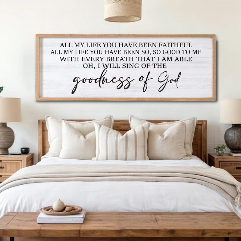 Cpcdaosk Goodness of God Framed Wall Art, 40''Ã—15'' Positive Religious Natural Bible Verse for Christian God Jesus Christ Prayer, Vintage Rustic Long Holy Catholic Scripture Decor - Image 5