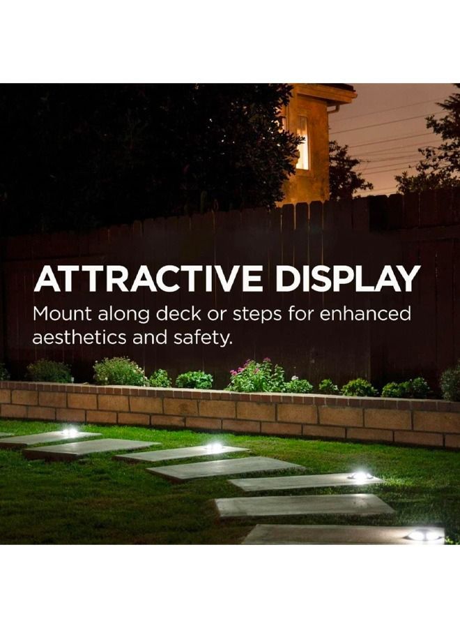 BLUE CORAL 4 Packs Solar Deck Light Outdoor 20 Lumens Waterproof Weather Resistant, No Wiring, Auto On Sensor Fence Light, Durable Aluminum Plastic Case for Decor Step Pathway Backyard Garden  - Image 4