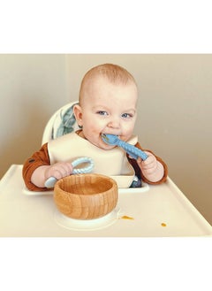 Itzy Ritzy Itzy Ritzy Silicone Spoon & Fork Set; Baby Utensils Featuring a Baby Fork and Spoon with Looped, Braided Handles - Made of 100% Food Grade Silicone & BPA-Free - Ages 6 Months and Up (Blue)  - Image 4