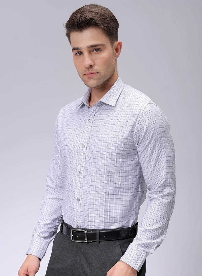 The Indian Garage Co Men Slim Fit Checkered Full Sleeves Cutaway Collar Formal Shirt