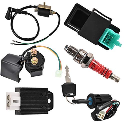 Trkimal Complete Electrics Wiring Harness Stator Coil CDI Switch lock Ignition Switch Solenoid Relay Spark Plug for 4 Stroke ATV 50cc 70cc 110cc 125cc Pit Quad Dirt Bike Go Kart - Image 2