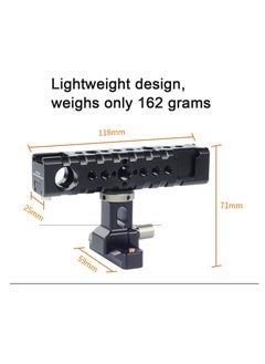 SYOSI Camera Cage Top Handle Grip Quick Release NATO Rail Top Handle with Cold Shoe Arri Locating Hole 15mm Rod Clamp NATO Safety Rail for Video Camera Cage Rig Camcorder Light Microphones  - Image 5