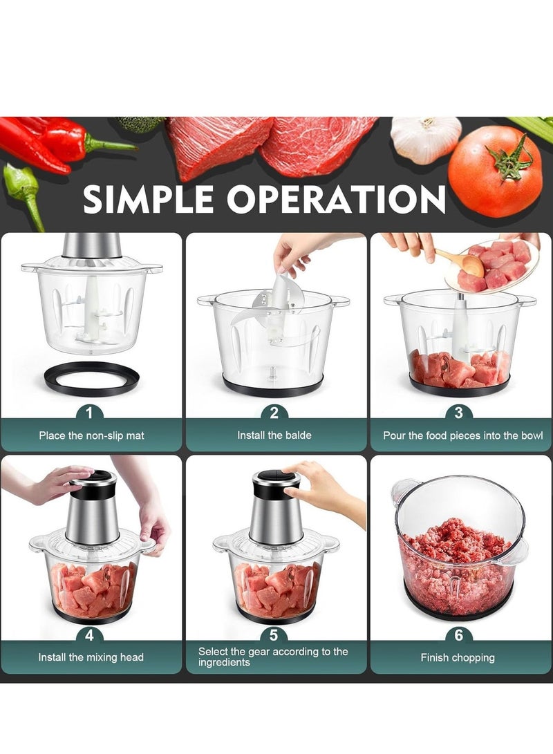 RAF Food Processor 800W – 3L Capacity Electric Chopper with Four Sharp Spiral Blades, Stainless Steel Motor, Multi-Function Meat, Vegetable & Fruit Grinder - Image 4