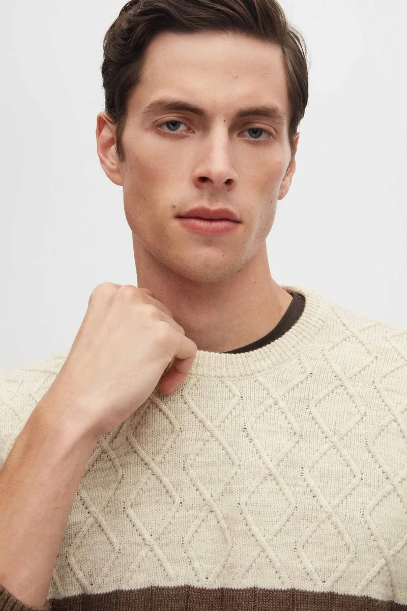 D'S DAMAT Ds Damat Regular Fit Brown Baklava Non-Pilling Crew Neck Knitwear Sweater 3HC062ORTBKZK
