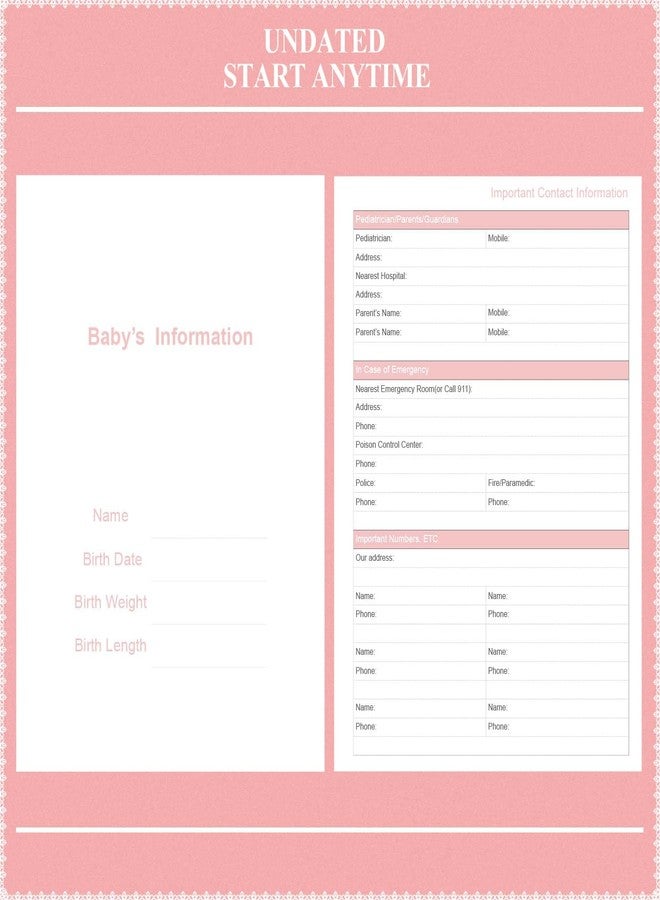 Tiankool Baby's Daily Care Planner - A5 Newborn Baby Log Book for Tracking Daily Routine, 152 Easy-to-Use Pages to Monitor Nursing, Sleep, Feeding, Diapers, Pumping, and More - Rose - Image 4