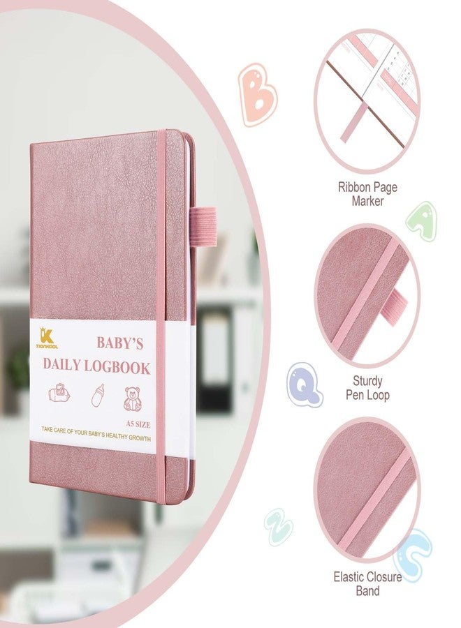 Tiankool Baby's Daily Care Planner - A5 Newborn Baby Log Book for Tracking Daily Routine, 152 Easy-to-Use Pages to Monitor Nursing, Sleep, Feeding, Diapers, Pumping, and More - Rose - Image 2