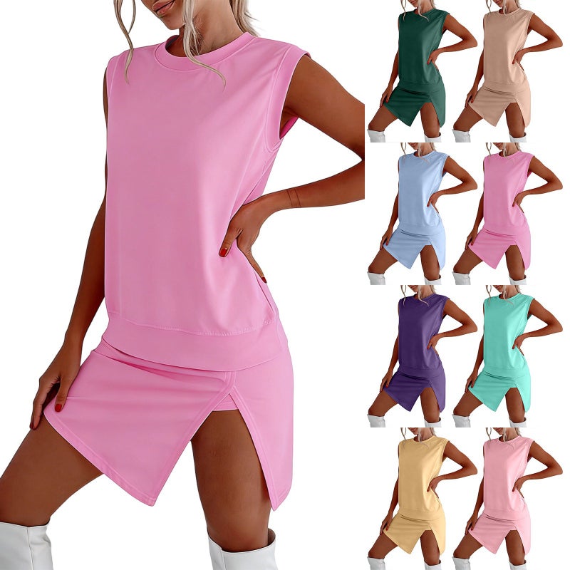 and Fashion Set 2026 New Summer Style Elegant Slim-Fit Sleeveless Trendy Top and Skirt-Pants Two-Piece Set - Image 2