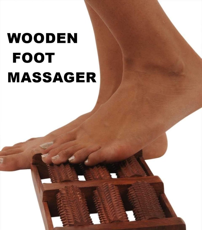 Flavoma (SET OF 6) Wooden Foot/Feet Massager Roller Stress Acupressure | T-Shape Massager | Wooden Face/Neck Massager | Balyantra Wooden Head Massager For Scalp | Palm Hand Massager for Pain Relief - Image 4