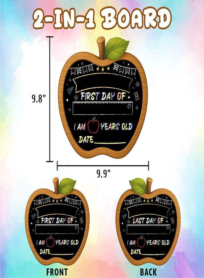 JUESMOS First Day of School Sign - Double-Sided First & Last Day of School Chalkboard Sign for Kids Girls Boys - Reusable Back to Schools Board for Preschool Pre-K Kindergarten 1st Grade Photo Props - Image 2