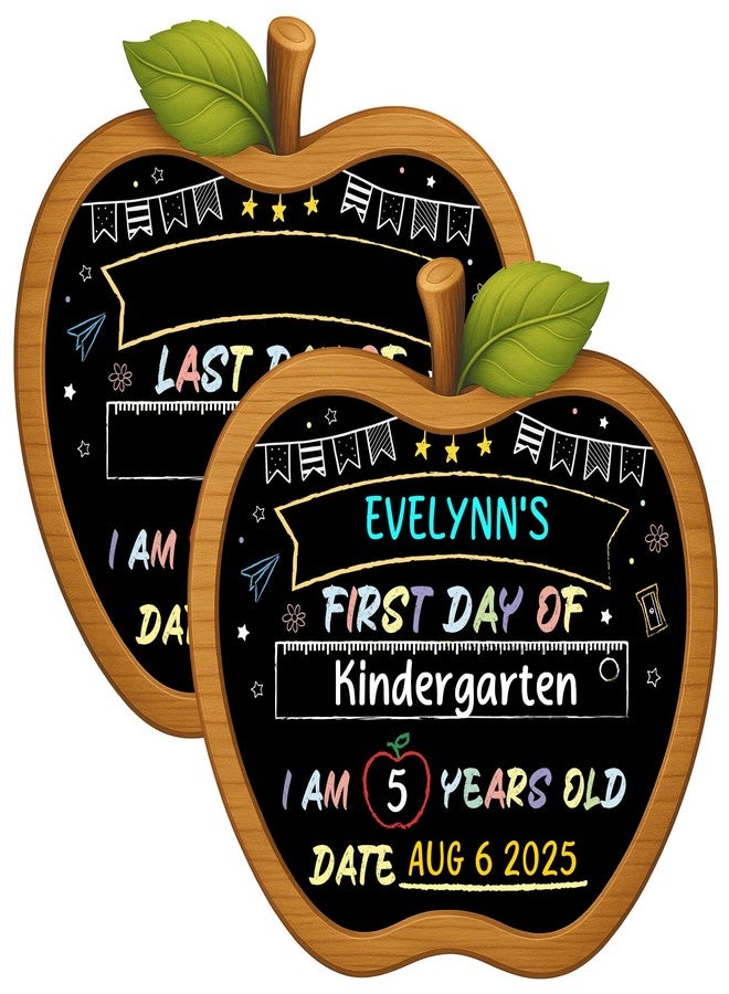 JUESMOS First Day of School Sign - Double-Sided First & Last Day of School Chalkboard Sign for Kids Girls Boys - Reusable Back to Schools Board for Preschool Pre-K Kindergarten 1st Grade Photo Props - Image 1