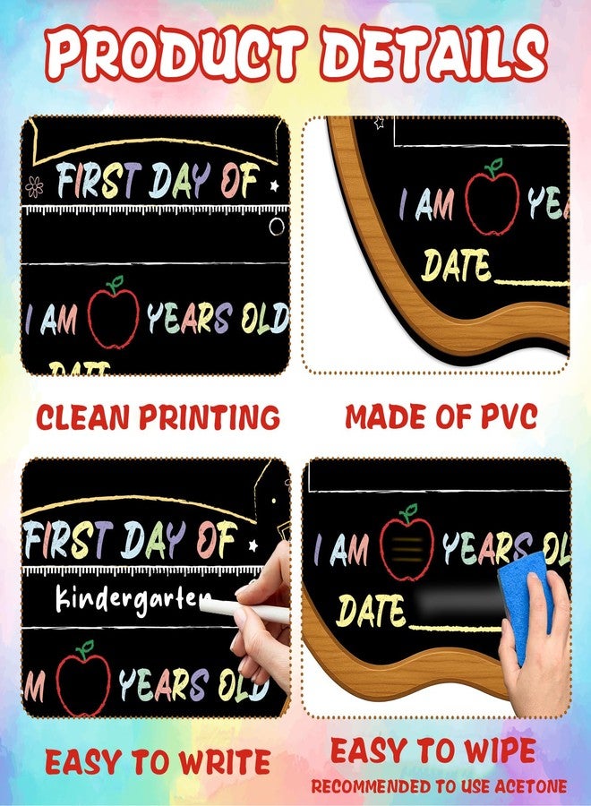 JUESMOS First Day of School Sign - Double-Sided First & Last Day of School Chalkboard Sign for Kids Girls Boys - Reusable Back to Schools Board for Preschool Pre-K Kindergarten 1st Grade Photo Props - Image 3
