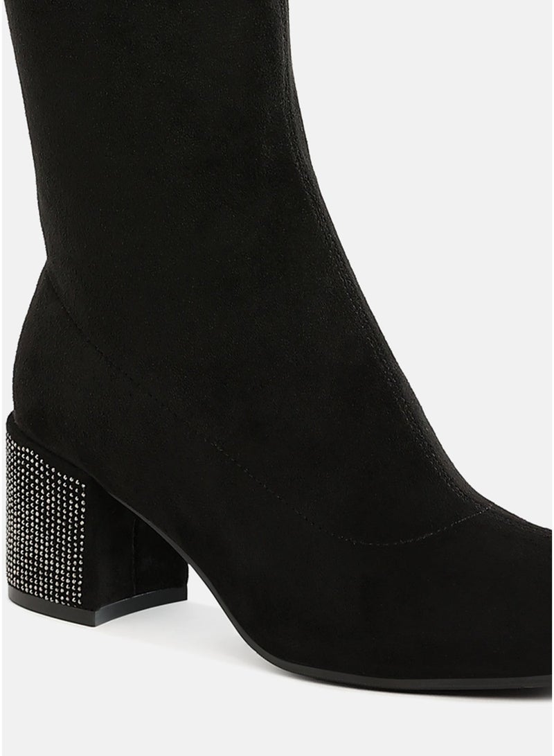 London Rag Microfiber Knee High Boots in Black - Image 4