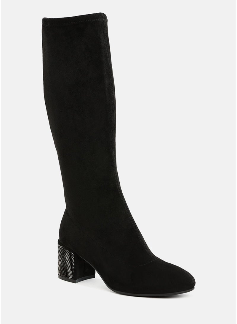 London Rag Microfiber Knee High Boots in Black - Image 2