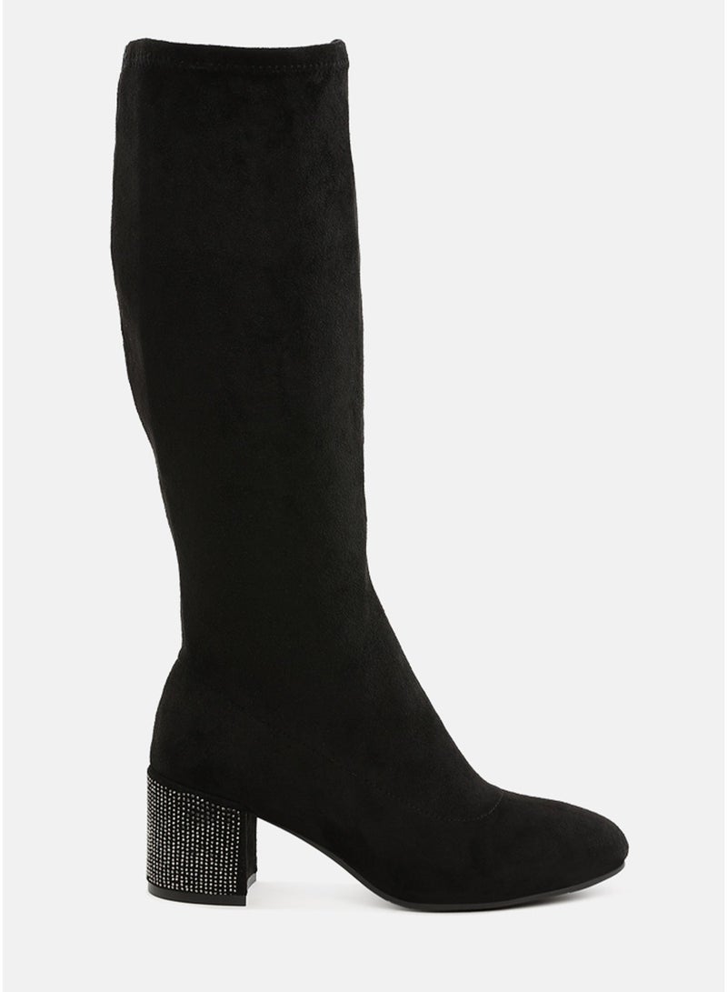 London Rag Microfiber Knee High Boots in Black - Image 1