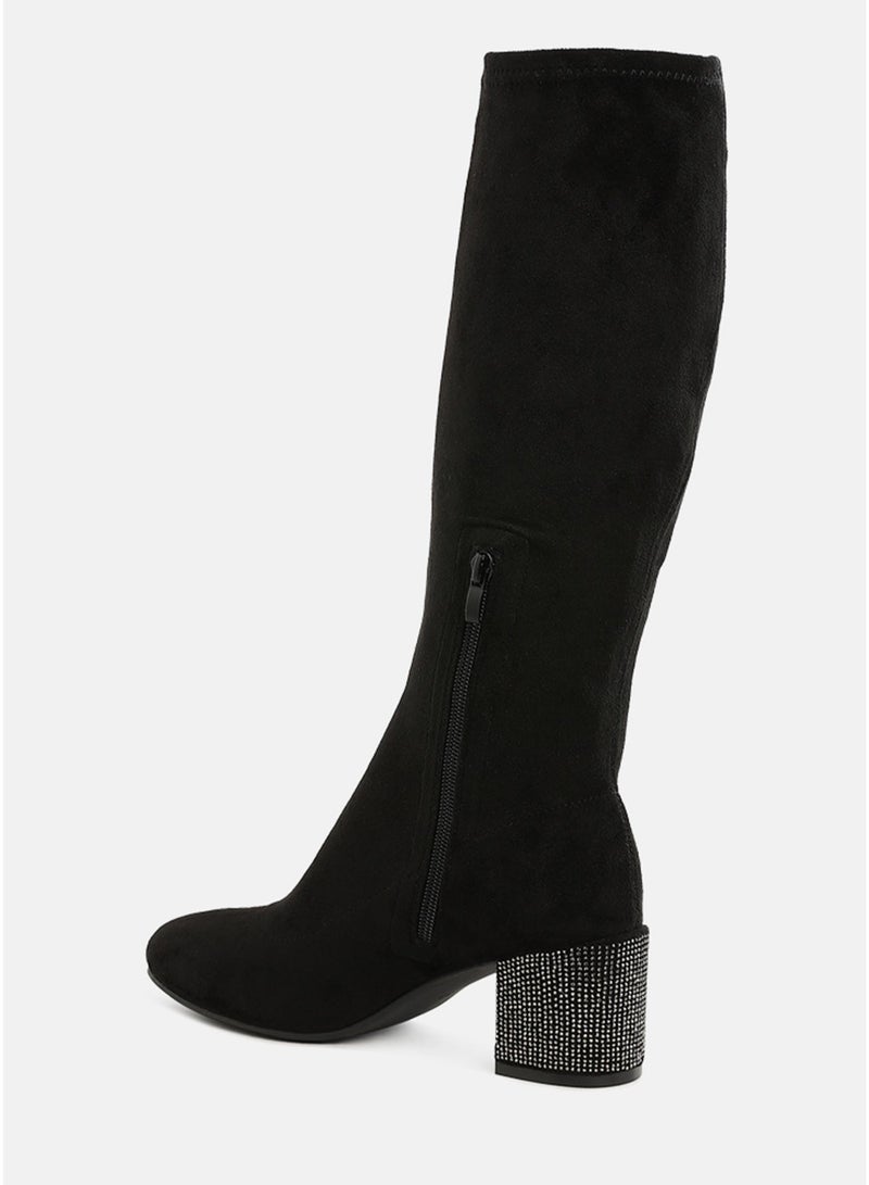 London Rag Microfiber Knee High Boots in Black - Image 5