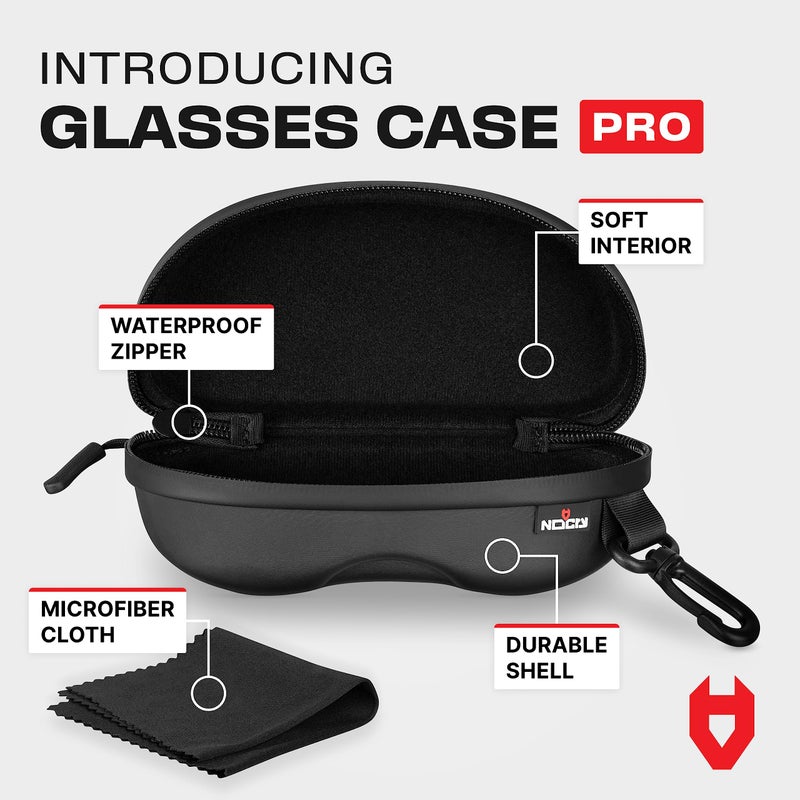 NoCry Water Resistant Safety Glasses Case with Clip - Heavy Duty Semi Hard Large Sunglasses Holder for Men and Women with Cleaning Cloth - Image 2