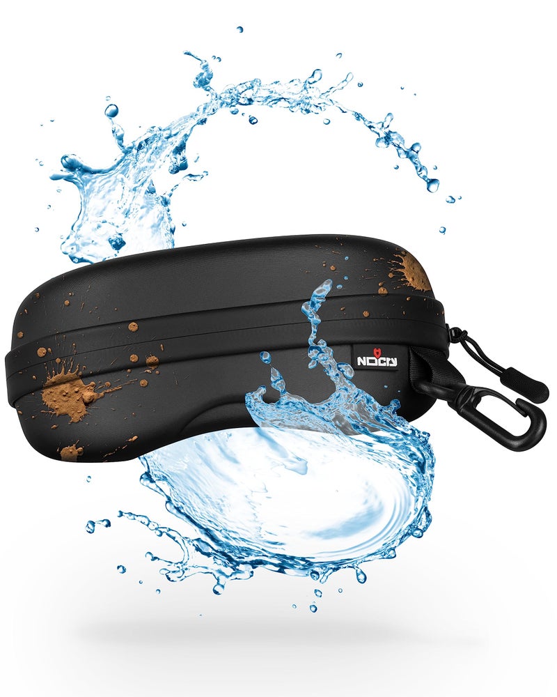 NoCry Water Resistant Safety Glasses Case with Clip - Heavy Duty Semi Hard Large Sunglasses Holder for Men and Women with Cleaning Cloth - Image 1