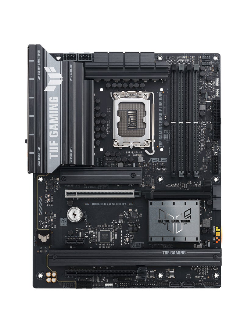 ASUS TUF Gaming B860-PLUS WIFI ATX Motherboard, Intel Core Ultra Support, 12+1+2+1 Power Stages (80A DrMOS), PCIe 5.0, 3 M.2 Slots (PCIe 5.0 x4), 2.5Gb Ethernet, WiFi 7, USB 20Gbps Type-C® with DP Alt Mode, Aura Sync RGB, Realtek 7.1 Surround Sound, AI Advisor, BIOS FlashBack™, TUF Components, DIY Friendly (PCIe Slot Q-Release, M.2 Q-Latch) | 90MB1JL0-M0EAY0 Black - Image 1