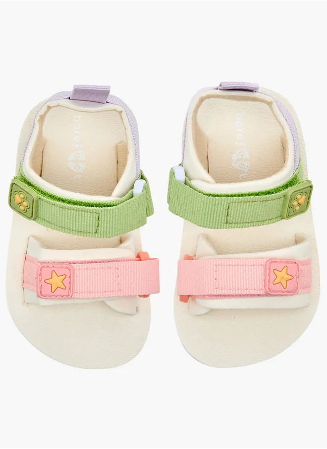 Barefeet Logo Print Booties with Hook and Loop Closure