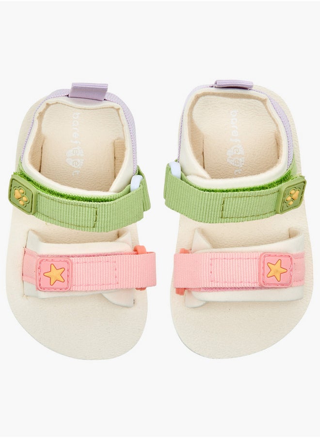Barefeet Logo Print Booties with Hook and Loop Closure  - Image 1