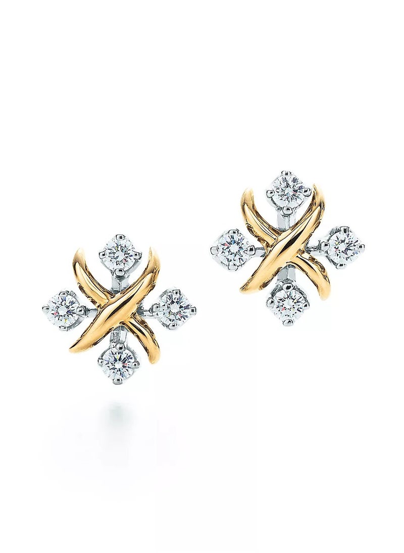 Tiffany & Co. Jean Schlumberger by Tiffany Lynn earrings in 18k gold with diamonds.  - Image 1