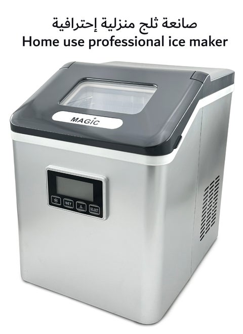 Ice Maker Machine for Countertop Compact Ice Cube Maker with Self-Cleaning Function 15KG/24H 24 Cubes Ready in 13-25 Mins LCD Display Water Recycling System Ice Scoop and Basket