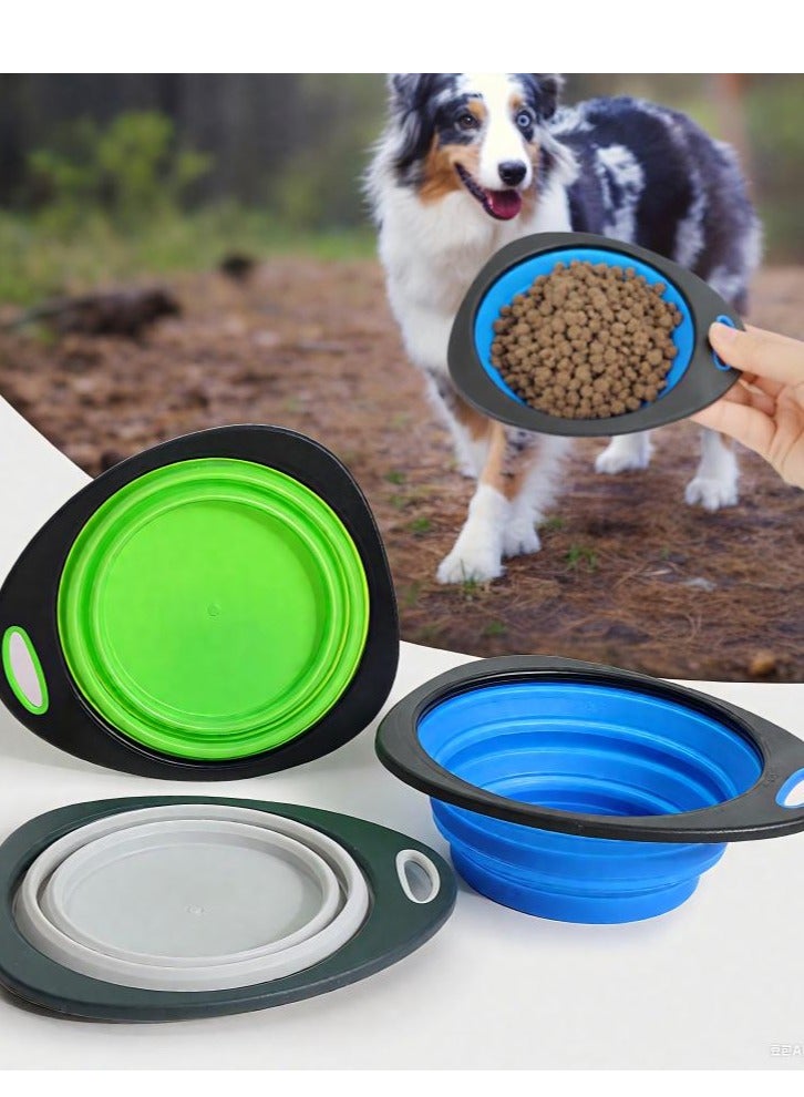 Portable folding pet bowl, drinking water, anti-drop, outdoor drinking water, portable dog food bowl, universal pet products for cats and dogs  Green - Image 3