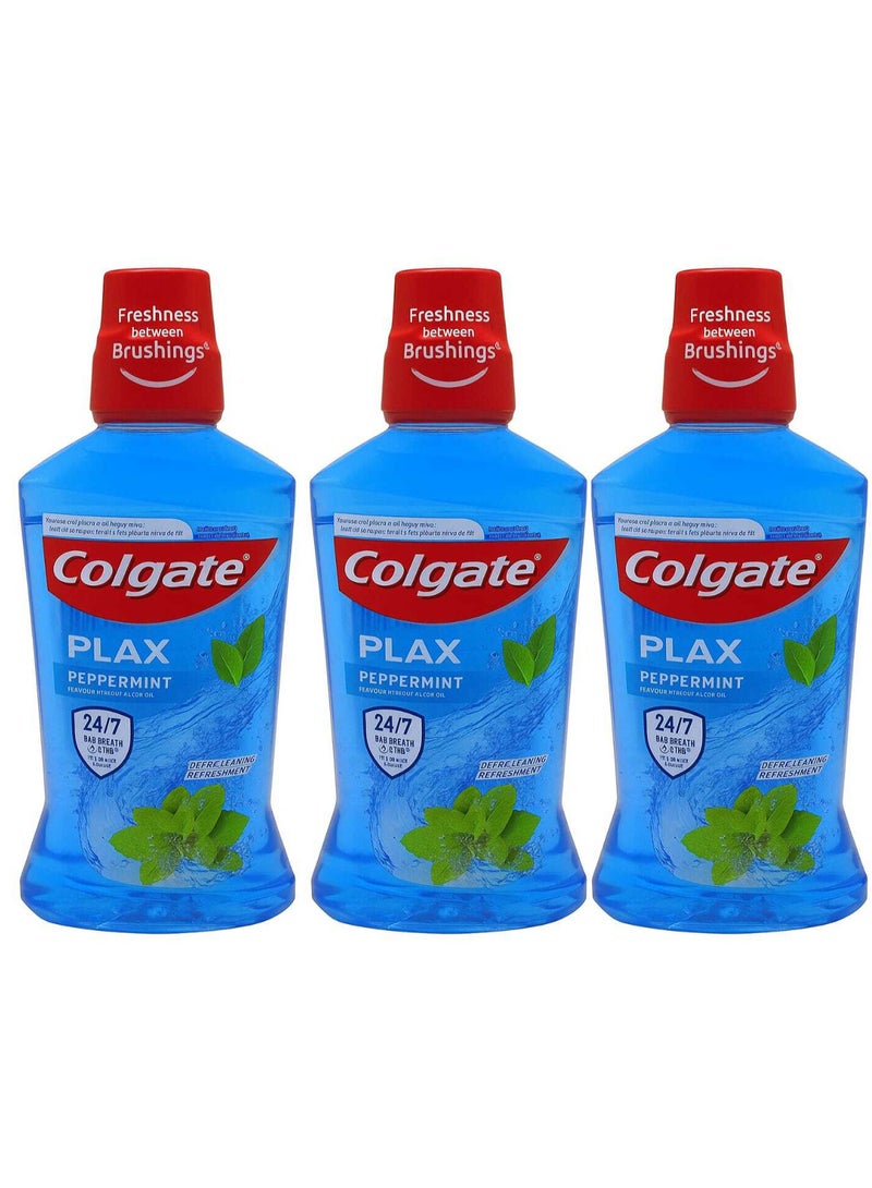 Colgate Pack Of 3 Colgate Plax Peppermint Mouth Wash 500ml - Image 2