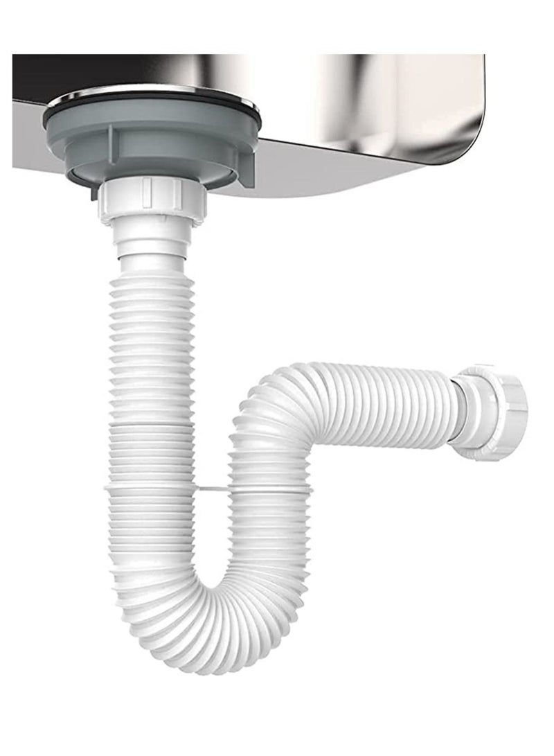 Captaintech Expandable Sink Drain Pipe, Bathroom and Kitchen Sink Drain Pipe, 15-31 Inch Universal Sink Pipe, Bathroom Washbasin Kitchen Sink Drain Pipe Assembly - Image 1