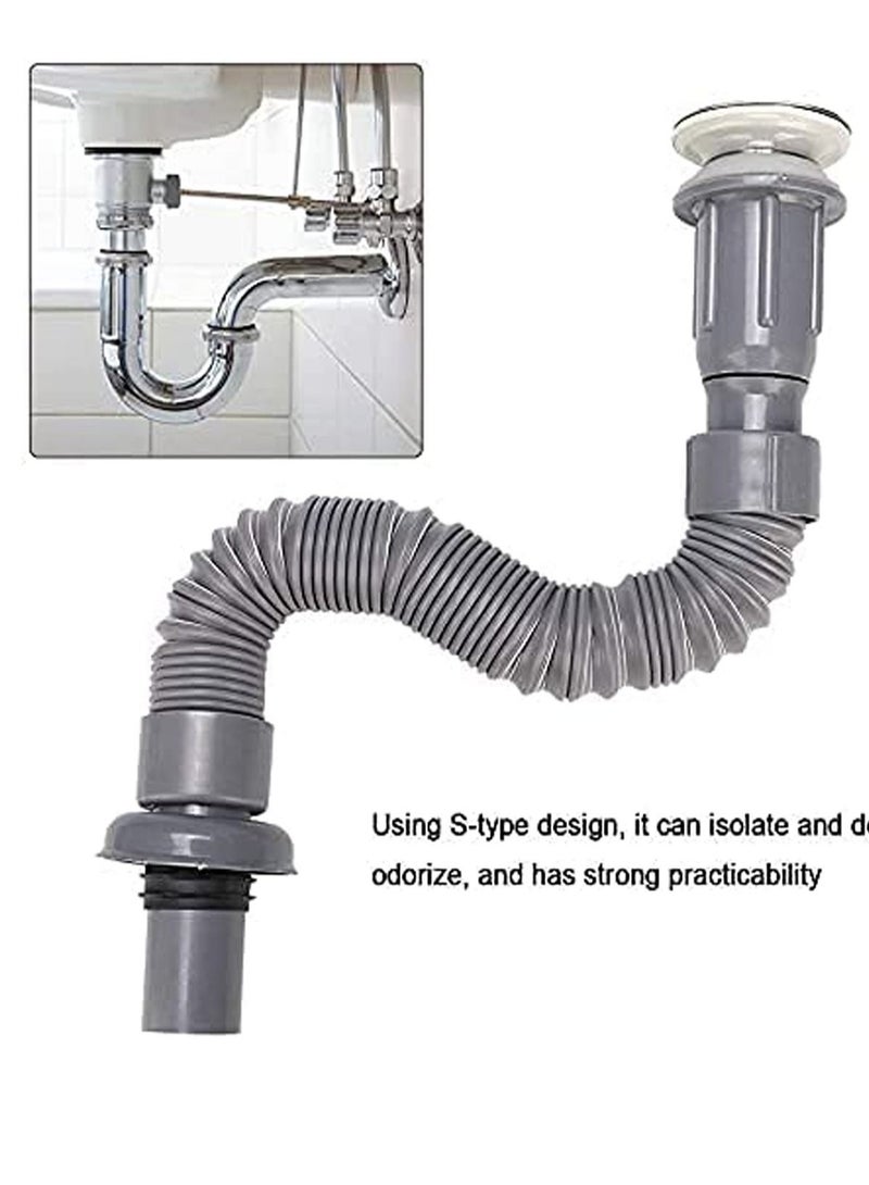 Captaintech Expandable Sink Drain Pipe, Bathroom and Kitchen Sink Drain Pipe, 15-31 Inch Universal Sink Pipe, Bathroom Washbasin Kitchen Sink Drain Pipe Assembly - Image 4