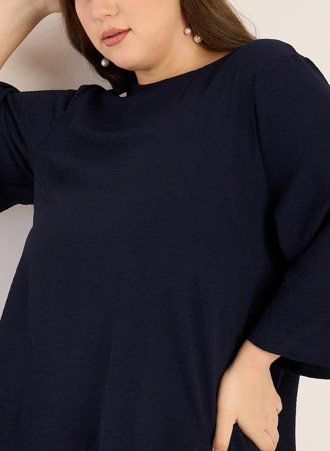 فيميلا Plus Size Solid 3/4 Sleeves Tunic and Pants Co-Ords by Styli