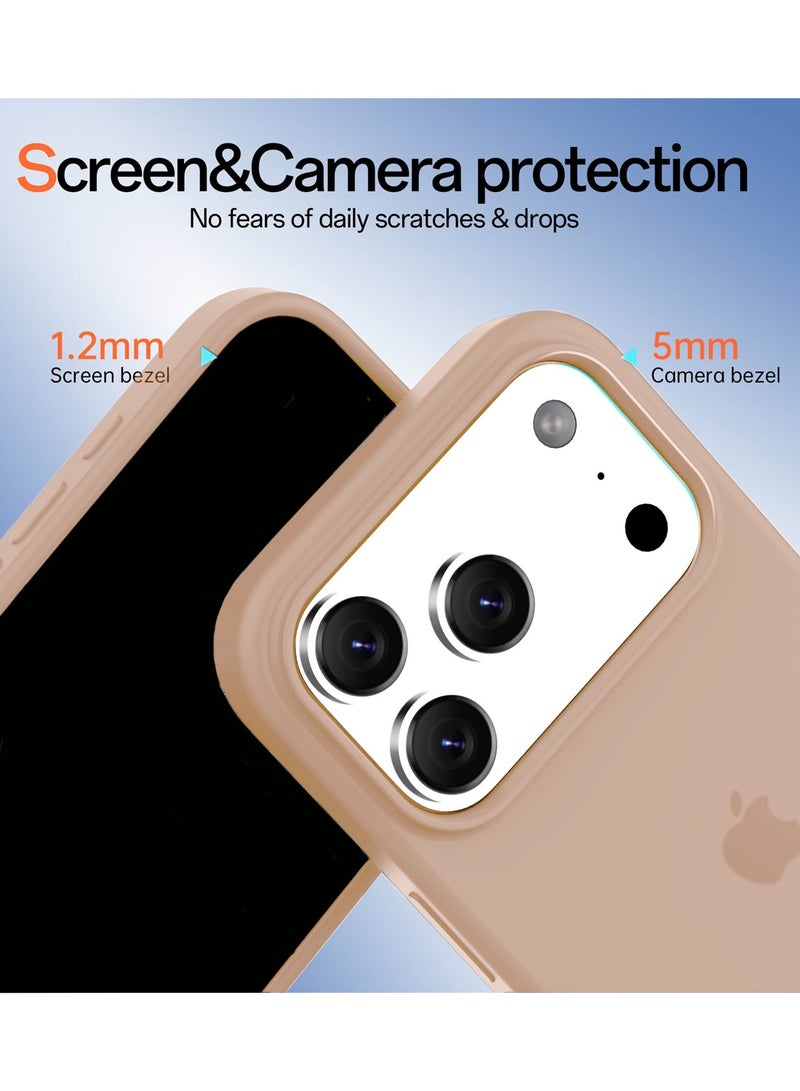 Wtech Apple iPhone 17 Pro Max 5G 2025 Luxury Premium Quality Liquid Silicone Case Cover (MCRPSN) - Desert Titanium - Image 3