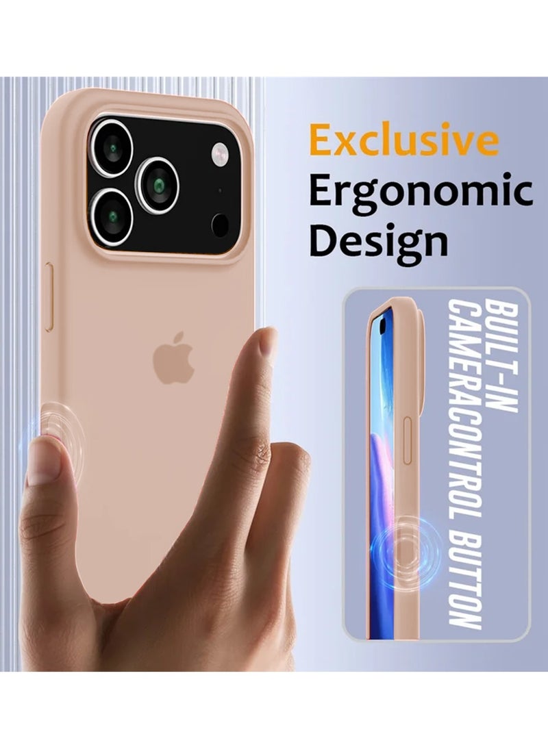 Wtech Apple iPhone 17 Pro Max 5G 2025 Luxury Premium Quality Liquid Silicone Case Cover (MCRPSN) - Desert Titanium - Image 4