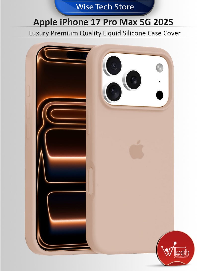 Wtech Apple iPhone 17 Pro Max 5G 2025 Luxury Premium Quality Liquid Silicone Case Cover (MCRPSN) - Desert Titanium - Image 1