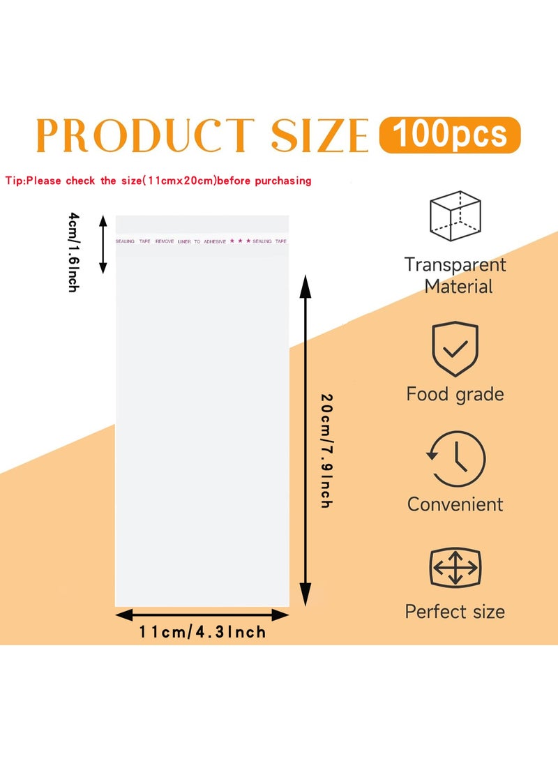 Neonix Self Sealing Cellophane Bags,11x20 cm 100 Pcs Clear Resealable Cellophane Bags for Packaging Cookies, Favors and Products - Image 2