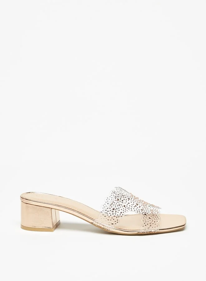 Celeste Women'S Embellished Slip-On Sandals With Block Heels