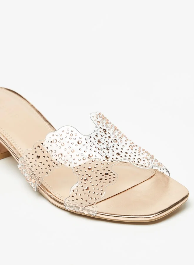 Celeste Women'S Embellished Slip-On Sandals With Block Heels