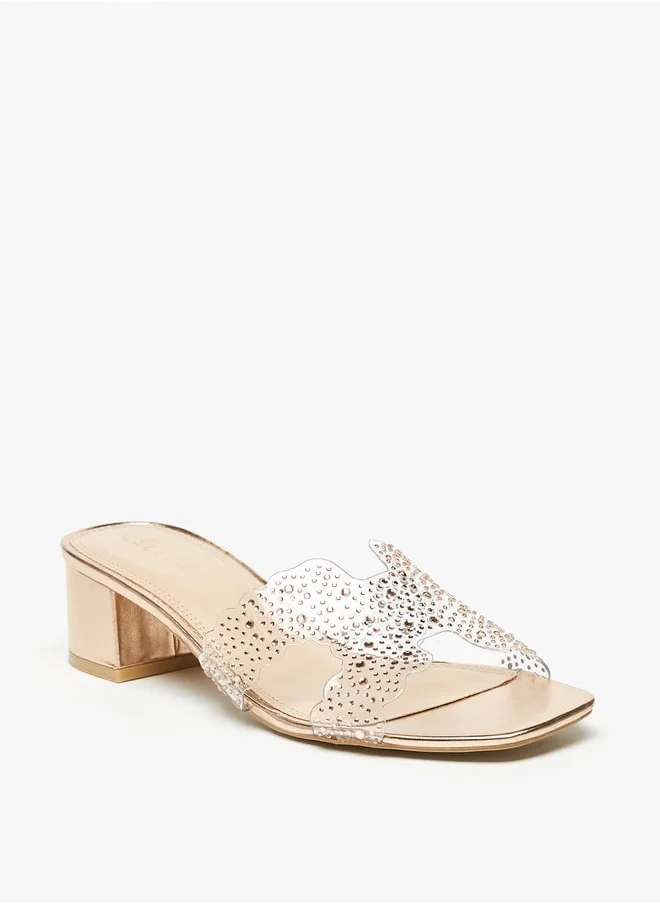 Celeste Women'S Embellished Slip-On Sandals With Block Heels