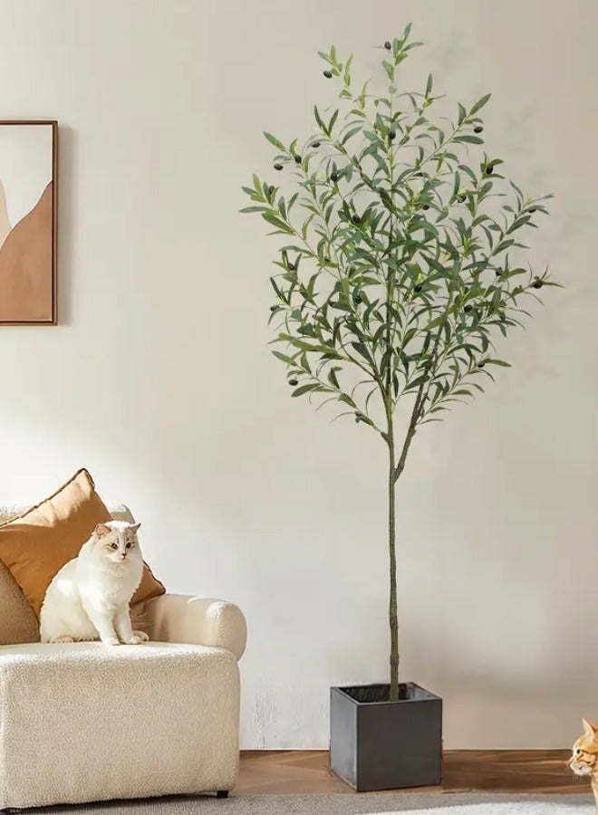 HXDream 170CM Artificial Olive Tree with Fruits, Realistic Trunk & Leaves, nterchangeable Planter,Black Planter & Fake Moss, Low-Maintenance Plastic Decor for Year-Round Home, Office, or Celebration Events, Perfect for Floor Placement  - Image 2