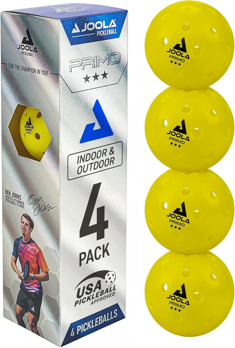 JOOLA Primo Pickleball Balls - 4 Pack of 3 Star Tournament Indoor and Outdoor Pickleball Balls - USAPA Approved - Image 1