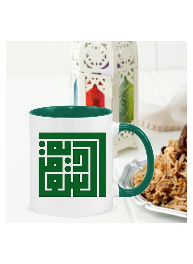 إم إي سي كوب قهوة مطبوع باليوم الوطني السعودي للمملكة العربية السعودية بمقبض أسود 11 أونصة - Image 2