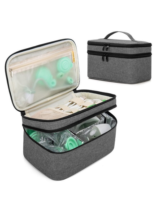 BAFASO Breast Pump Bag Compatible with Elvie and Momcozy Breast Pump, Carrying Case for Wearable Breast Pump and Extra Parts, Gray - Image 1
