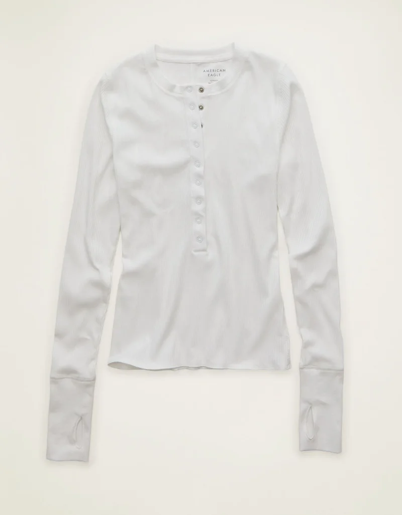 American Eagle  AE Long Sleeve Henley T-Shirt  | Best Price UAE