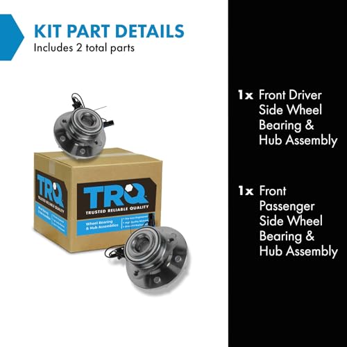 TRQ Front Wheel Hub Bearings Assembly Set Compatible with 2006-2010 Hummer H3 2009-2010 H3T - Image 2