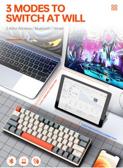 T-WOLF 2.4G Wireless Wired Gasket Gaming Keyboard,63 Keys Blue Switch Mechanical Keyboard,Hot Swappable Gasket Mount with RGB Backlit  - Image 3