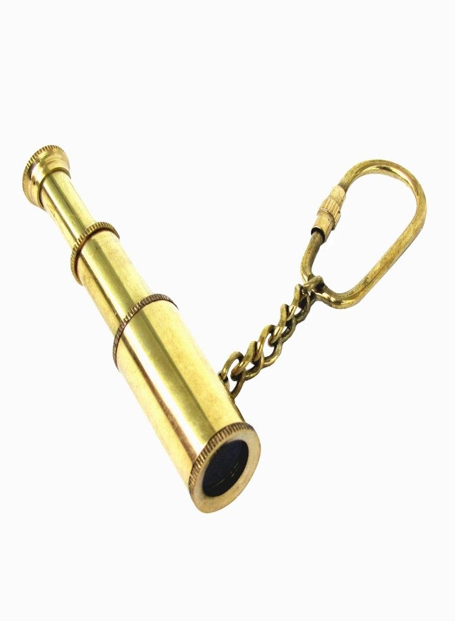 IIV Treasure Gurus Solid Brass Miniature Functional Collapsible Telescope Keychain - Image 1